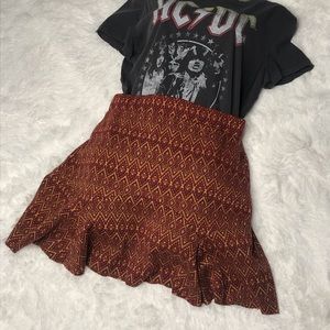 Free people burgundy and gold  high waist skirt S
